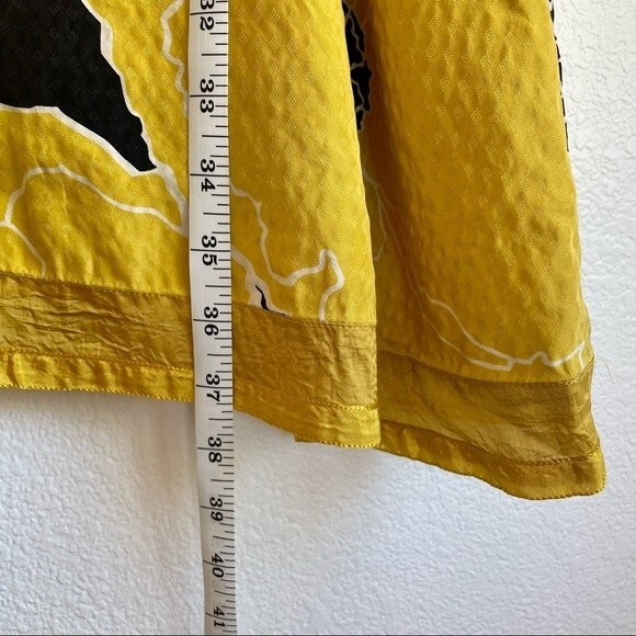 Anthro Moulinette Soeurs Brighter Seasons Mustard Floral 100% Silk Dress -Size 0 - Picture 9 of 11